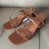 ADVBRIDGE  -  Brown Narrow Band High Heeled Sandals Women Fashion Sexy Open Toe T Strap Buckle Brand Designer Shoes Elegant Sandalias De Mujer