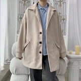 Advbridge Men's Solid Color Coat Trench British Style Lapel Single Breasted Coats Black Apricot Casual Daily Straight Hem Outwear