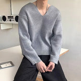 Advbridge 2025 Spring Fall Casual Mens Knit Jumper Tops Long Sleeve V Neck Knitted Sweaters Men Vintage V Neck Slim Fit Knitting Pullovers