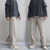 Advbridge Trousers Male Slit Wide Men's Casual Pants Black Loose New in Streetwear Trend Stylish Cotton Sale Korean Style Harajuku Summer