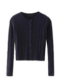 Advbridge Vintage Knit Twist Cardigan Autumn Cotton Round Neck Casual Loose Button Sweaters Top Women Harajuku Solid Sweet Sweater Coat