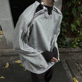 Advbridge Men's Chic Zipper Sweatshirt Light Luxury Long Sleeve Solid Color O Neck Korean Popular Retro Loose Leisure Streetwear Clothing
