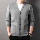Advbridge Men's Casual Design Cardigan Vertical Long Sleeved Button Coat Cardigan Sweater Men Clothing