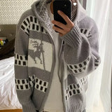 Advbridge Men‘s Wintern outfits New Knitted Hat Deer Open Cardigan Sweater Autumn Men's Fashion Harajuku Versatile Personality INS Trend Pullovers Advbridge Men‘s Wintern outfits