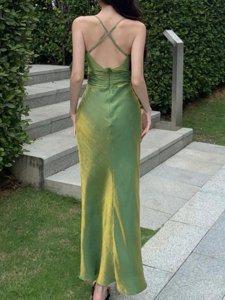 Advbridge Women Fashion Elegant Bodycon Midi Dress Spaghetti Strap Vintage Solid Chic Party Beach Vestidos Female Clothes New Robe