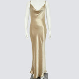 Advbridge  Elegant Satin Backless Maxi Dress For Women Gown Summer Spaghetti Strap Sleeveless Party Long Dress Vestido Robe Femmes