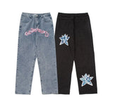 Advbridge Y2K retro street print alphabet star jeans men and women hip-hop high street spring and autumn loose straight drag casual pants