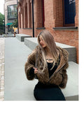 Advbridge  Autumn Winter Chic Luxury Short Soft Thick Warm Hairy Shaggy Faux Fur Coat Women with Hood Zipper Fluffy Jacket 2024