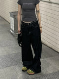 Advbridge American Vintage High Waist Solid Color Jean Women's Casual Washed 2000s Baggy Y2K Pants Wide Leg Grunge Street Denim Trouser