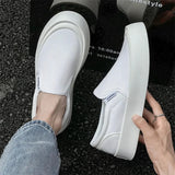 ADVBRIDGE  -  Men's white canvas shoes high-quality loafers fashionable thick soles versatile casual sports board shoes white shoes lazy shoes