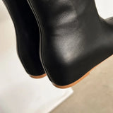 ADVBRIDGE  -  Autumn new women's genuine leather Internal elevation wedge square toe slip-on knee high boots casual female long boots hot
