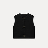 Advbridge Women Pants Set O-neck Knitted Single Breasted Vest Loose Elastic Waist Wide Leg Pants Suit Lady 2025 Spring Female Outfits ﻿