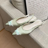 ADVBRIDGE  -  Satin Luxury Pointed Toe Mules Women Slides Butterfly-Knot Shallow Elegant Dress Shoes 2025 Summer Slingback Sandals Ladies