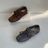 ADVBRIDGE  -  Women's Vulcanize Shoes Flat Sole Lace-up Hook & Loop Sneakers Women Leisure 2025 Spring Autumn Retro Ballet Zapatillas De Mujer