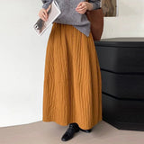 ﻿ Advbridge Loose Stripe Flower Bud Skirt Women Casual High Elaist Waist Silk Line Warm Lantern Dress Female 2025 Spring New Lady Outwears