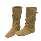 ADVBRIDGE  -  New Design Belts Buckle Women Flat Heels Height-Increasing Insoles Mid Calf Boots Fashion Square Toe Riding Shoes Booties