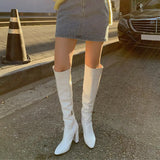 Advbridge New Knee-High Boots Women Pointed Toe Side Zipper Knight Boots For Women Thick High Heels Women Winter Boots Women Botines Mujer