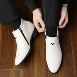 ADVBRIDGE  -  Retro Cowboy Boots Leather Men Shoes Chelsea Boots Pointed Toe Men Boots Zipper Male Ankle Boot for Men Dress Shoes Man