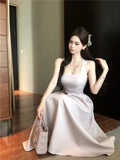 ADVBRIDGE  -  Spring Summer 2025 Pink Elegant Evening Woman Dress French Bow Pleated Square-Collar Length Dresses Abend Kleider New Vestidos