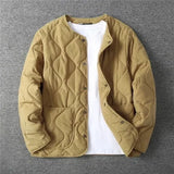 Advbridge Men‘s Wintern outfits Autumn Winter O-neck Quilted Jacket Men's Versatile  Green  Retro Thickened Coat Men Techwear Button Up Oversize Jacket Advbridge Men‘s Wintern outfits