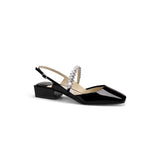 Advbridge French chunky heel diamond-head sandal women 2024 spring and summer new fashion low heel one-line buckle Mary Jane single shoes