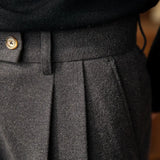 Advbridge Men's Luxury Naples Slim-fit High Waist Dress Pants Fashion Solid Color British Retro Premium Elegant Woolen Leisure Trousers
