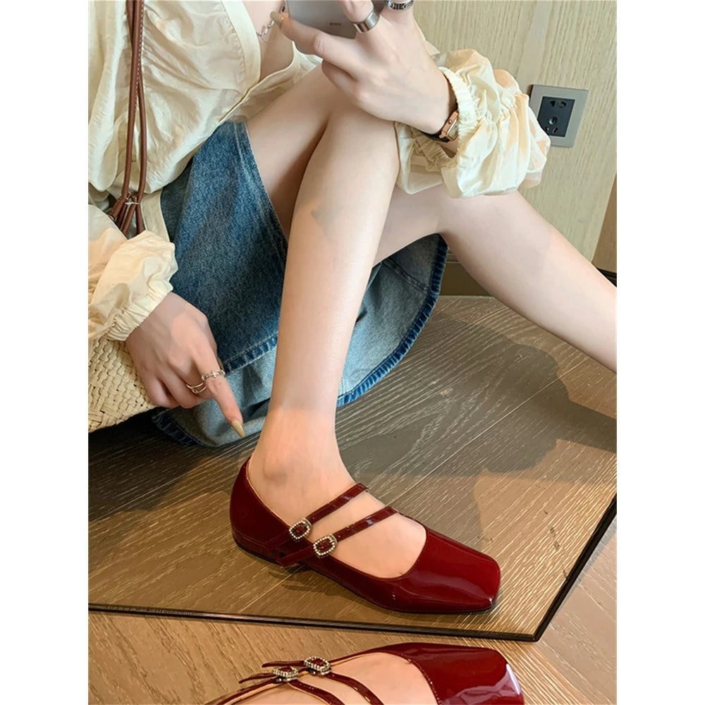 Advbridge Designer Women Shoes Casual Female Square Toe Lolita Shoes Woman Mary Jane Flats Shoes British Style Leather Shoes Ladies