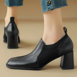 Advbridge Plus size 34-42 women's genuine leather stretch knit patchwork slip-on autumn pumps elegant ladies OL style dress heeled shoes