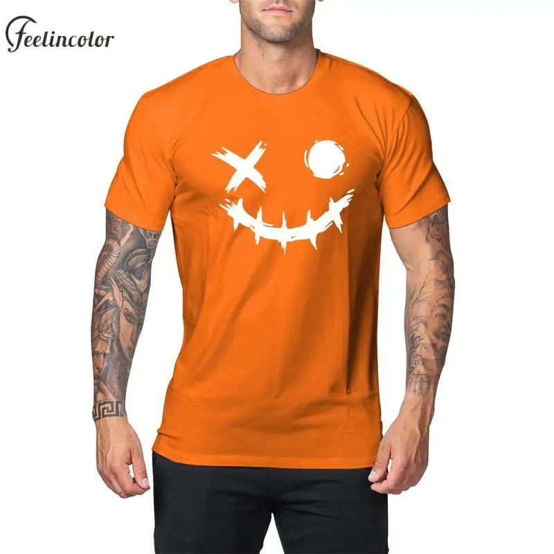 Advbridge Halloween Tear The Grimace T-Shirt For Men Orange Printed T-Shirts Short Sleeve Round Neck Top Fashion Holiday Male Clothing