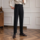 ADVBRIDGE  -  Naples High Waist Men's Straight Pants Gurkha Hanging Casual Pants Retro Non-ironing Trendy