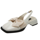 Advbridge Closed Toe Sandals Female Shoe All-Match 2024 Women's Med Clear Heels Girls Bow New Medium Comfort Beige Block Square Summer Ret