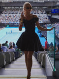 Advbridge Elegant Black Off Shoulder Pleated A-line Mini Dress Women Fashion Backless Slim High Waist Vestido Female Chic Party Gown 2024