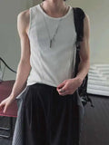 ADVBRIDGE  -  Men's Handsome Cotton Vest New 2025 Summer Loose Round Neck Korean Pullover Trendy Solid Color Stylish Simple Male Top