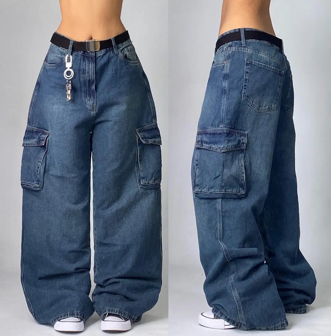 Advbridge Y2K Street New Fashion Blue Washed Baggy Jeans Women Harajuku Style Vintage Hip Hop Popular Gothic High Waist Wide Leg Pants