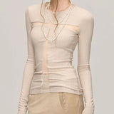 Advbridge See Through Sexy Black Gothic Tshirts Y2k Aesthetic Cross Gauze Patchwork Women Tees Casual Grunge Harajuku T-shirt Femme