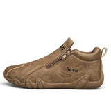 Advbridge Men Leather Shoes Luxury Designer Slip on Loafers Ankle Casual Boots with Zipper Comfortable Formal Dress Flats Driving Moccasin