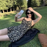ADVBRIDGE  -  Irregular Floral Mini Dresses V Neck Beach Style Spring Summer Women Dress Korean Fashion Sexy Vestidos Mujer