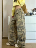 Advbridge Vintage Y2k Camouflage Cargo Pants Women Hip Hop Style Wide Leg Camo Pants Tie-dye Streetwear Grunge Aesthetic 90s Pants