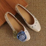 ADVBRIDGE  -  Rivet Brand Mary Jane Shoes Women Shallow Comfort Casual Elegant Flats Dress Shoes Flower Fashion Brand Designer Shoes Women