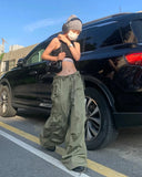 Advbridge  -  Retro High Waist Overalls Women Spring And Autumn Design Ins Korean  Casual Long Pants Loose Wide Leg Pants Streetwear Weatpants