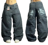 Advbridge American High Street Straight Jeans Ladies Y2K New Retro Design Stitching High Waist Fashion Loose Mop Pants Wide-leg Pants Tide