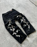Advbridge Flowers Element Classic Black Jeans Baggy Casual Versatile Straight Pants for Couple Y2K Harajuku High Waisted Wide-leg Pants