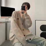 Advbridge Men's Korean Review Clothes Luxury Retro Knit Cardigan Long Sleeve Streetwear Stylish Sweater Leisure Coat Fashion Knitwear