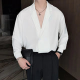 Advbridge 2024 Spring Summer New Turn-down Collar Long Sleeve Solid Color Shirt For Men Loose Casual Men Clothing Shirt