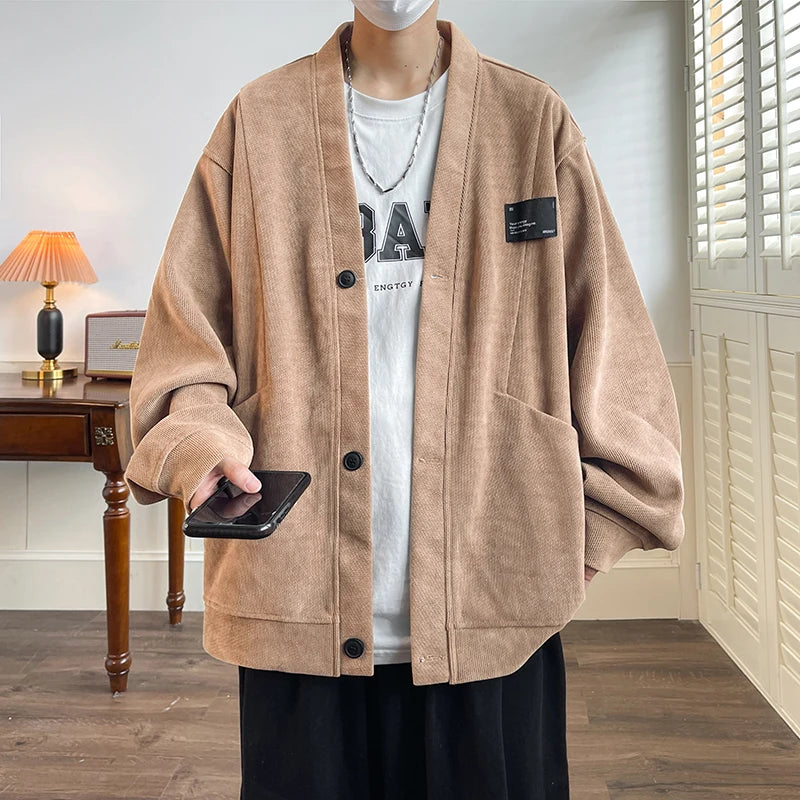 Advbridge Streetwear Men‘s Sweater Japan Style Plus Size 7XL Man Sweatercoat Fashion Loose Tops Casual Single Breasted Clothes