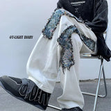 Advbridge American Style Pants Men's Design Sense High Street White Jeans Plus Size Straight Leg Floor Length Pants