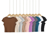 Advbridge Women Cap Sleeve Crop T-shirt In Rib 10 Colours