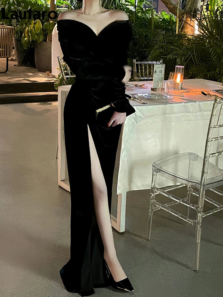 Advbridge Spring Long Sexy Black Stretchy Fitted Birthday Party Evening Dresses for Women Luxury Elegant Off the Shoulder Clothing