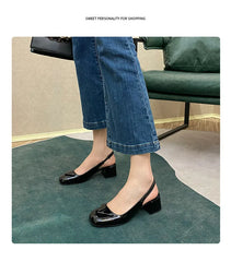 Advbridge New Fashion Korean Desgin 5cm Heel Chunky Heel Pumps Square Toe Triangle Plaid Women Shoes Fashion Ladies Black Footwears