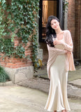 Advbridge Knitted Neck-mounted Long Dresses for Women Autumn New Elegant Fashions Slim Sleeveless Dress Evening Party Female Clothing